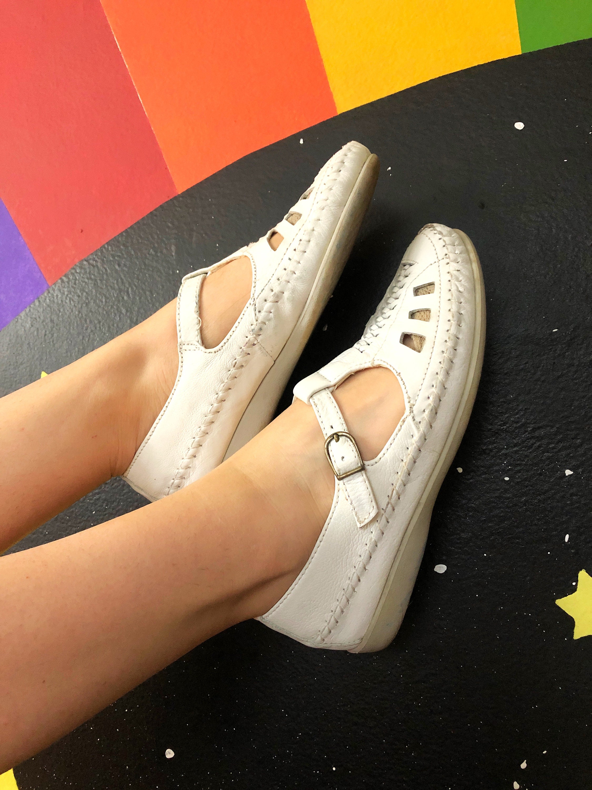 7.5/8 Us - 1970S Sandals Handcrafted Mary Janes Flats Woven Basket Beach Espadrilles Groovy 70S Babe Footwear