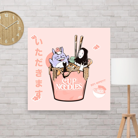 Japanese Ramen Noodles Cat Illustrated Art Print | Lover Unique Gift Maneki Neko