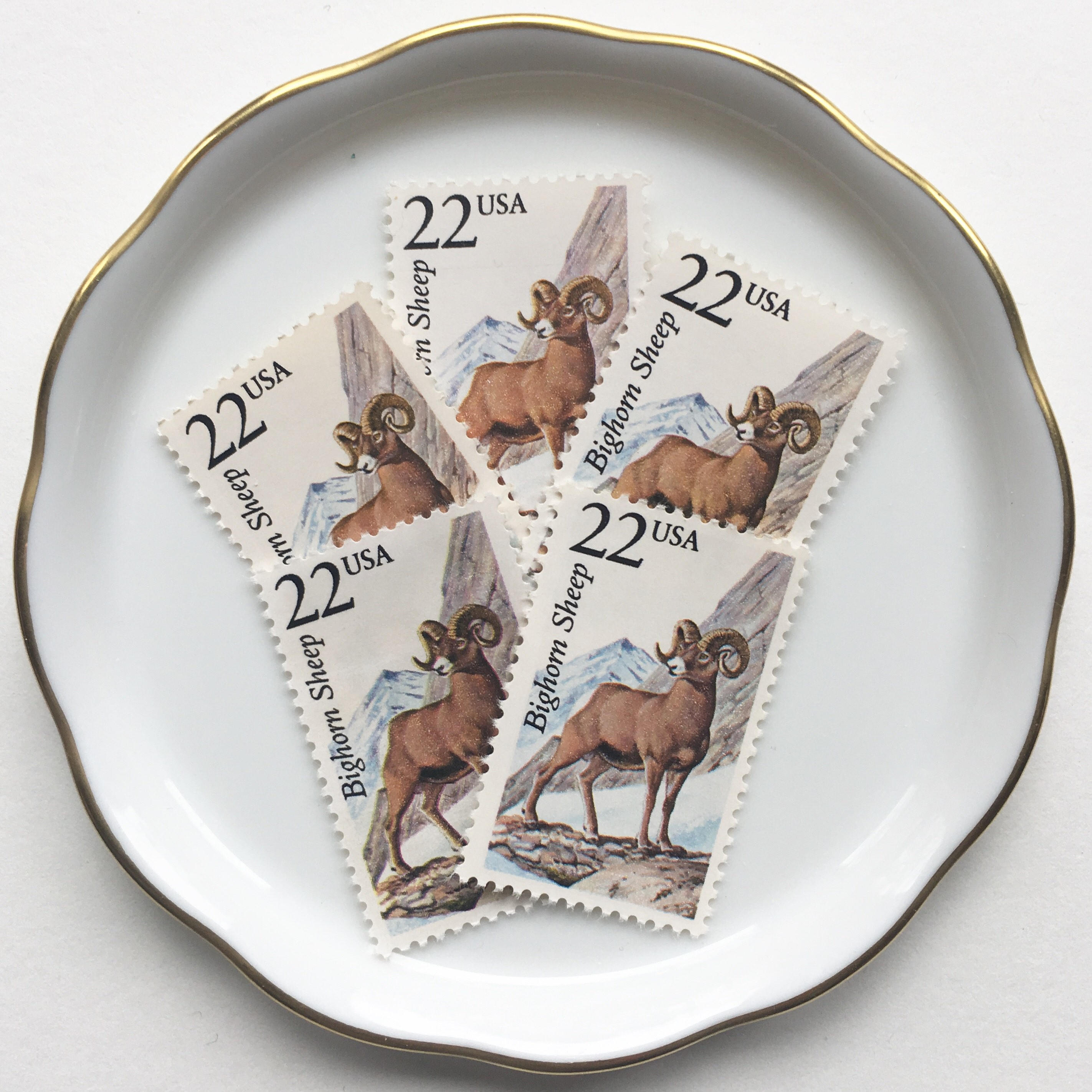 Ram Postage Stamp For Snail Mail Letters & Penpals // Vintage 1980S Unused Stamps Wedding Invitations North American Wildlife