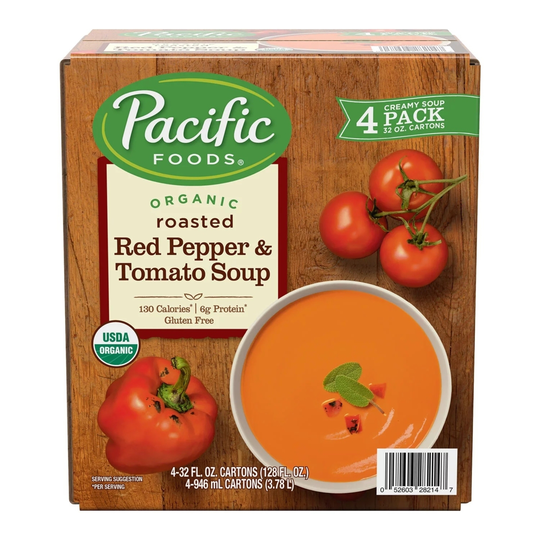 Pacific Organic Roasted Red Pepper and Tomato Soup, 32 Fluid Ounce (Pack of 4)