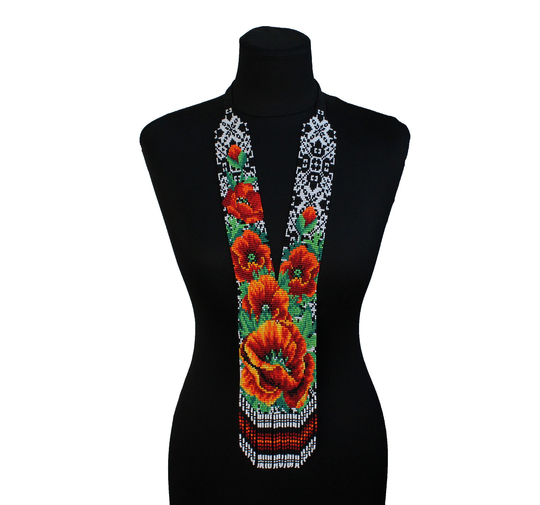 Red Flower Bead Necklace, Bead Statement Woven Beadwork Handmade Jewelry Necklace Beaad Long Floral Gerdan