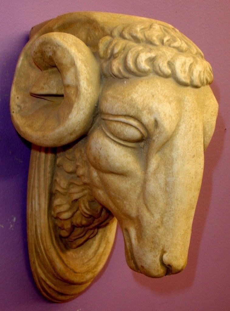 Ram Head Wall Plaque Sculpture Antique Finish Statue
