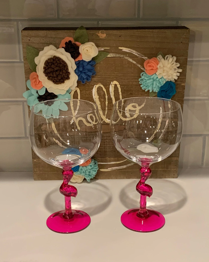 Artland Flamingo Water Goblets | Drinkware Wine Glasses