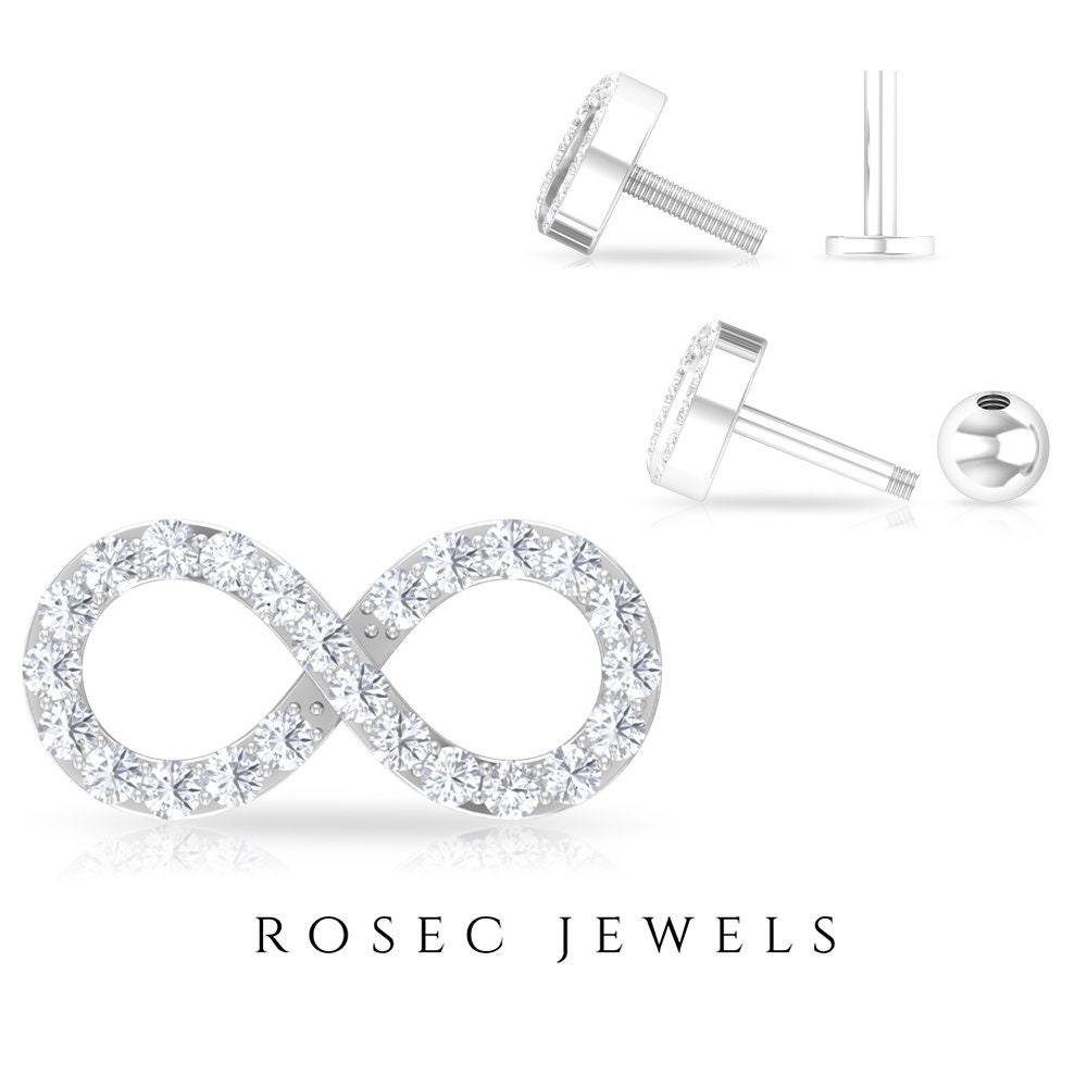 1/4 Ct Diamond Conch Earring, Pave Cartilage Infinity Earrings, Helix Earrings