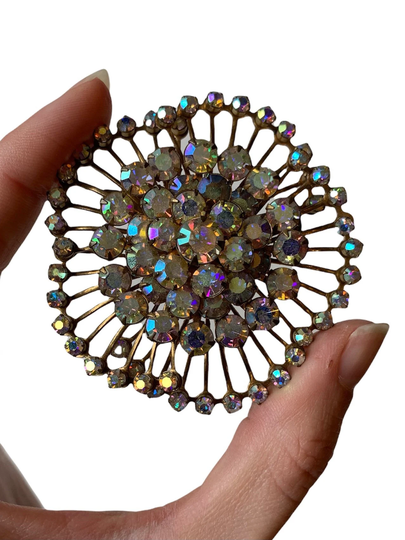 1940's Aurora Crystal Wire Work Statement Brooch