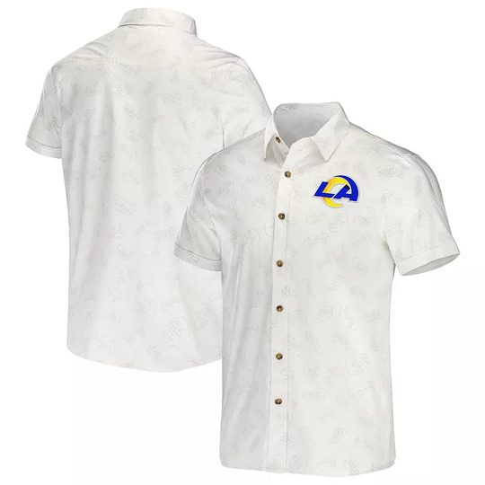 Men's NFL x Darius Rucker Collection by Fanatics White Los Angeles Rams Woven Button-Up T-Shirt, Size: XL