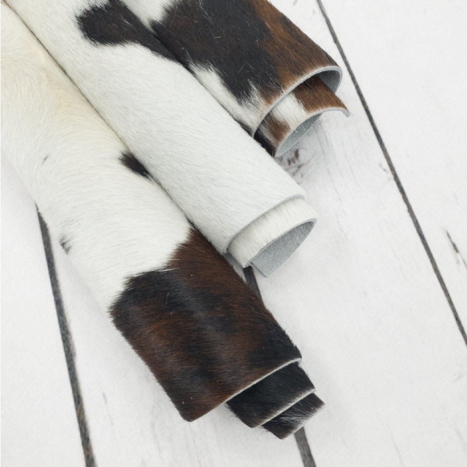 Genuine Leather/Hair On Cowhide Sheets Tri Color Brown Black White Raw Materials Multi Earring Purses