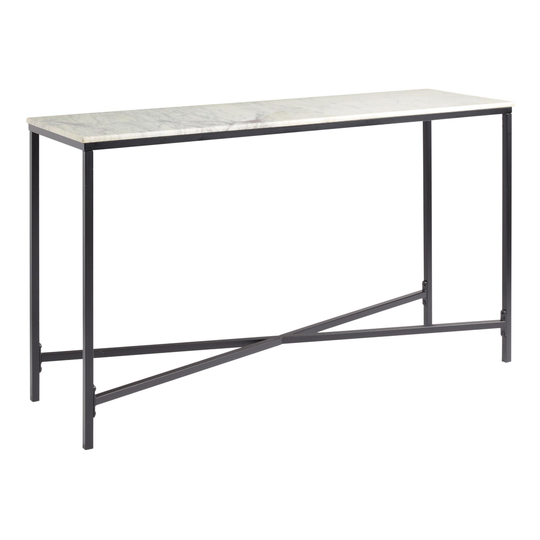 White Marble Top and Black Metal Milan Console Table: Black/White by World Market