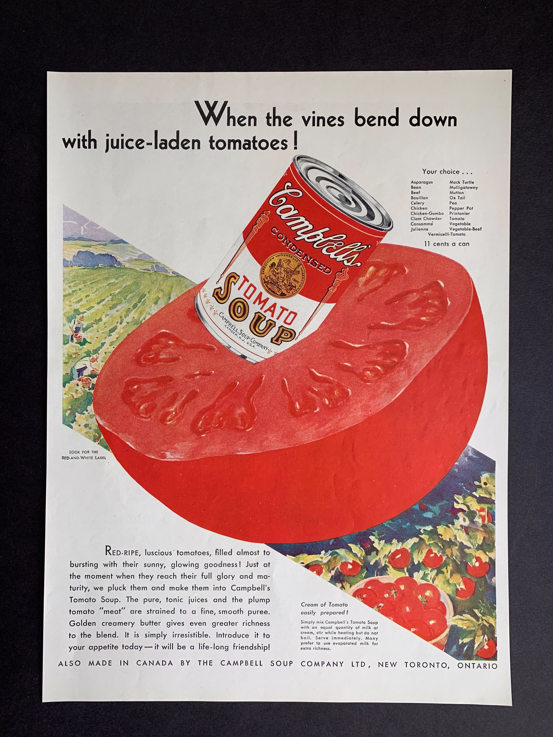 Vintage 1931 Campbell's Tomato Soup Print Ad