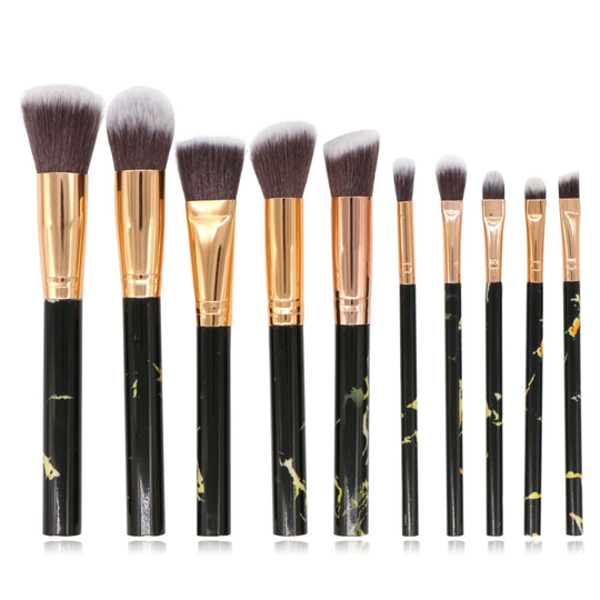 10Pcs Set Makeup Brush Uniform Shading Excellent Ductility Smooth Surface Cosmetic Powder Eye Shadow Blush Blending Tool for Female - black