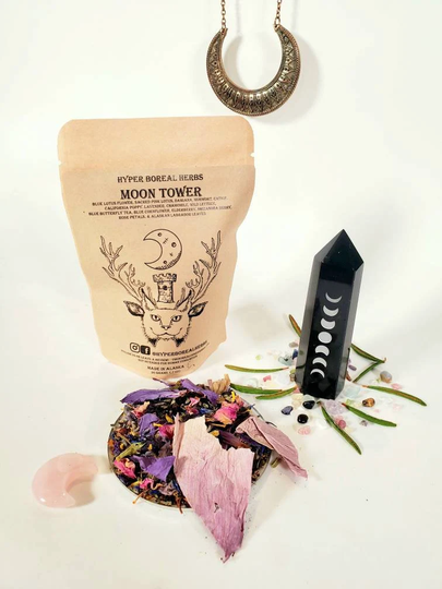 Lucid Dream Organic Herbal Loose Leaf Blend, Blue Lotus Flower, Dried Herbs, Mugwort, Sacred Pink Lotus, Alaskan Labrador, Etc