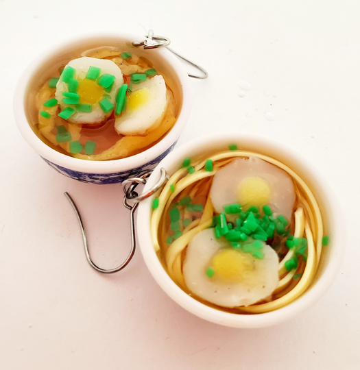 Egg Ramen Pho Noodle Bowl Earrings Hypoallergenic Gift For Foodies Restaurant
