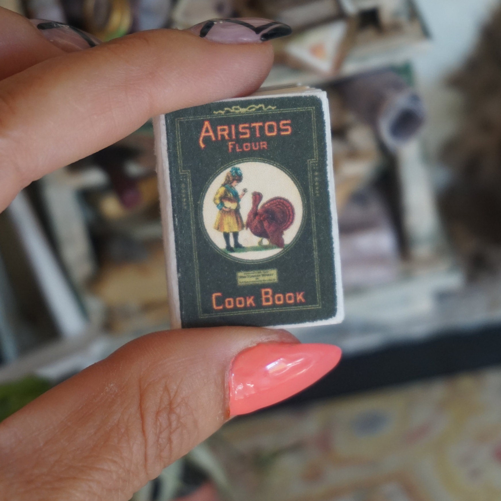 Newdollhouse Cooking Aristos Recipes Book. 112 American Book Dollhouses. Mini Readable Books Dollhouse Collector Library Nursery Mini