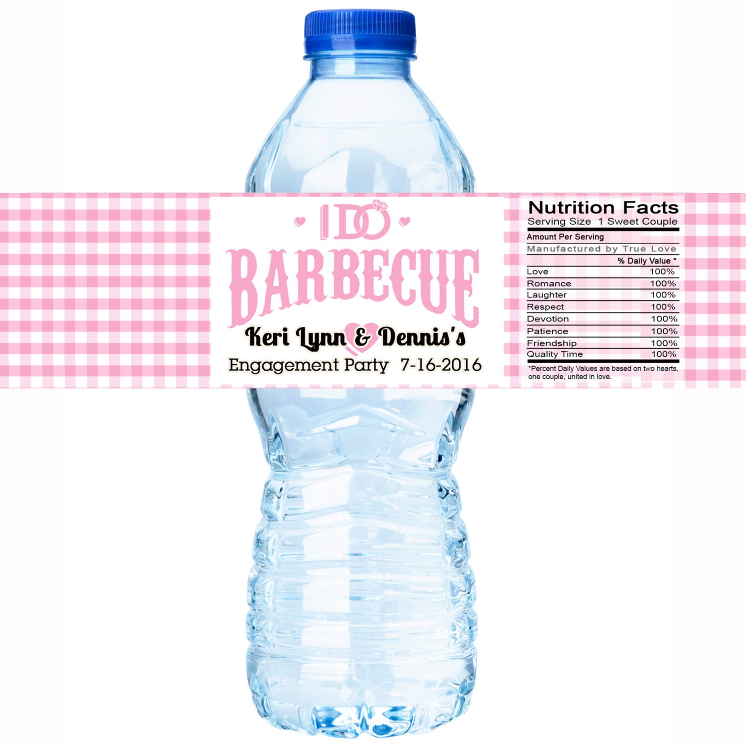 30 Water Bottle Labels, I Do Bbq, Engagement Party Wedding, Bachelorette, Bridal Shower, Customizable Personalized Labels - Do Bbq Pink