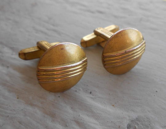 Vintage Gold Abstract Cufflinks. Wedding, Men's Christmas Gift, Dad. Art Deco. 1930"S