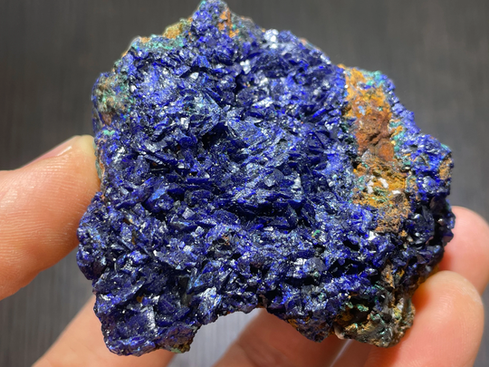 Deep Blue Azurite Crystals With Malachite On Matrix From China