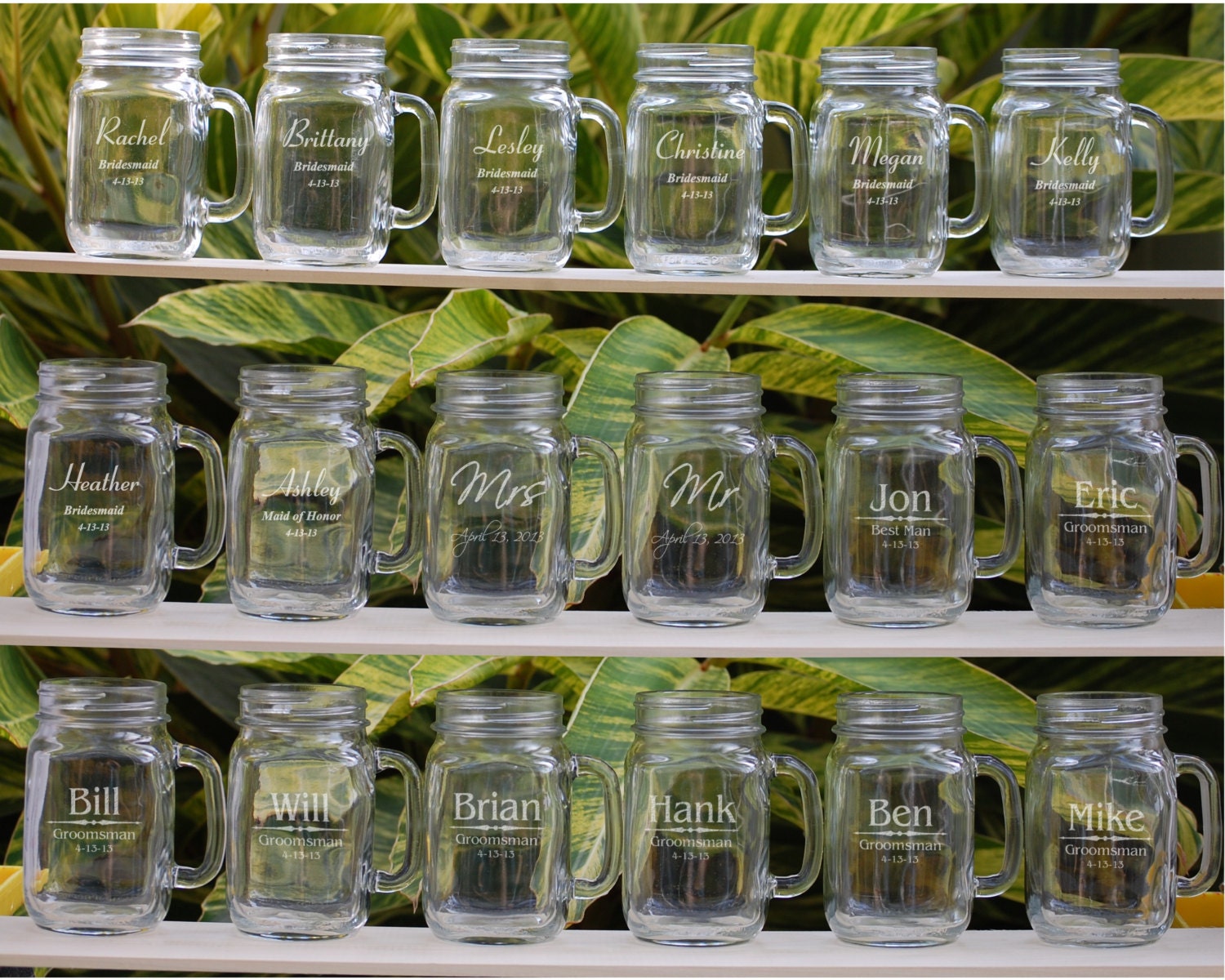 Engraved Mason Jar Mugs, Personalized Wedding Party Gift, Groomsmen Party, Groomsman Favors, Mugs