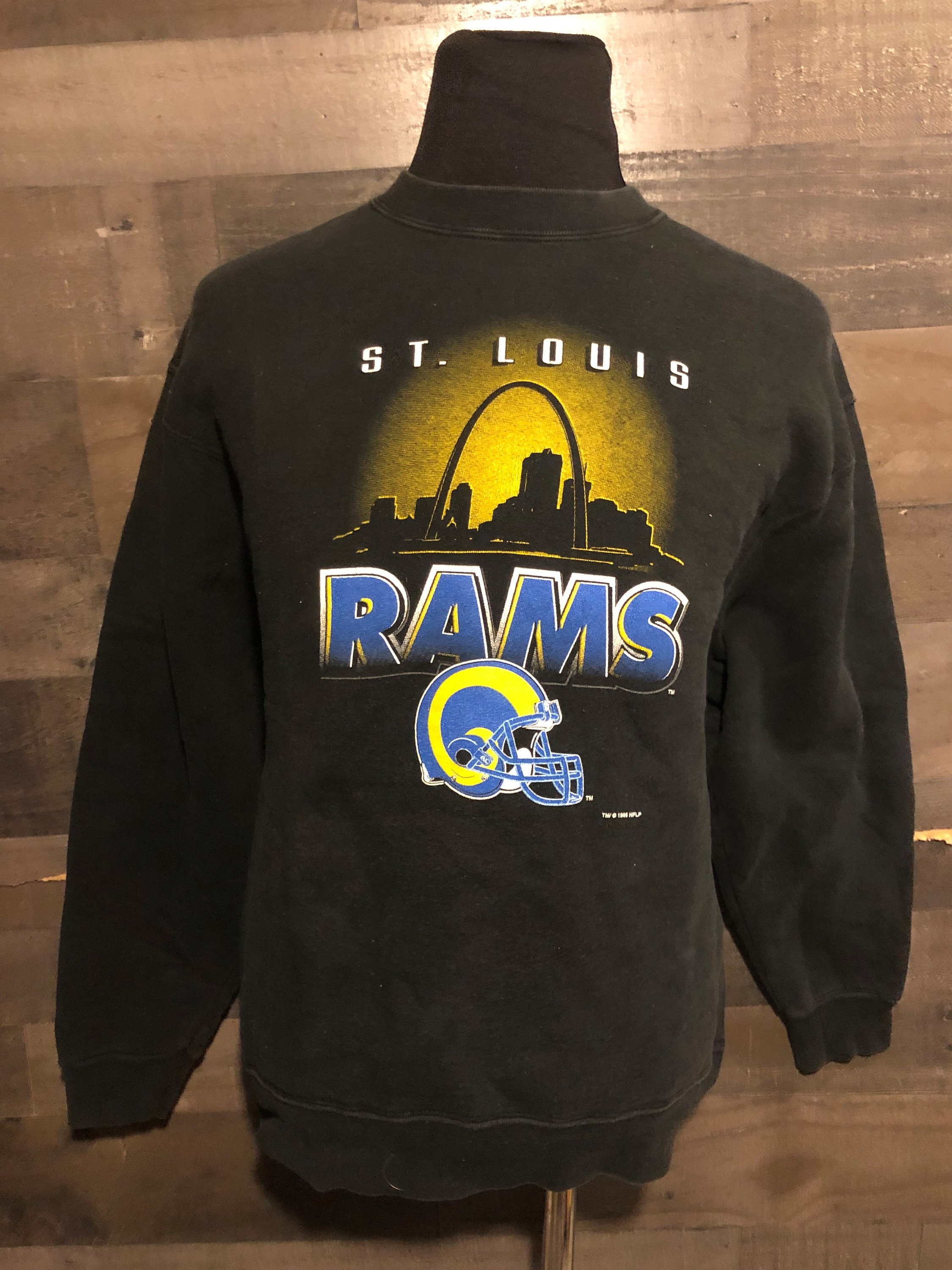 Vintage 90S St. Louis Rams Nfl Football 1990S Black Salem Crewneck Sweatshirt/Vintage St Shirt Large