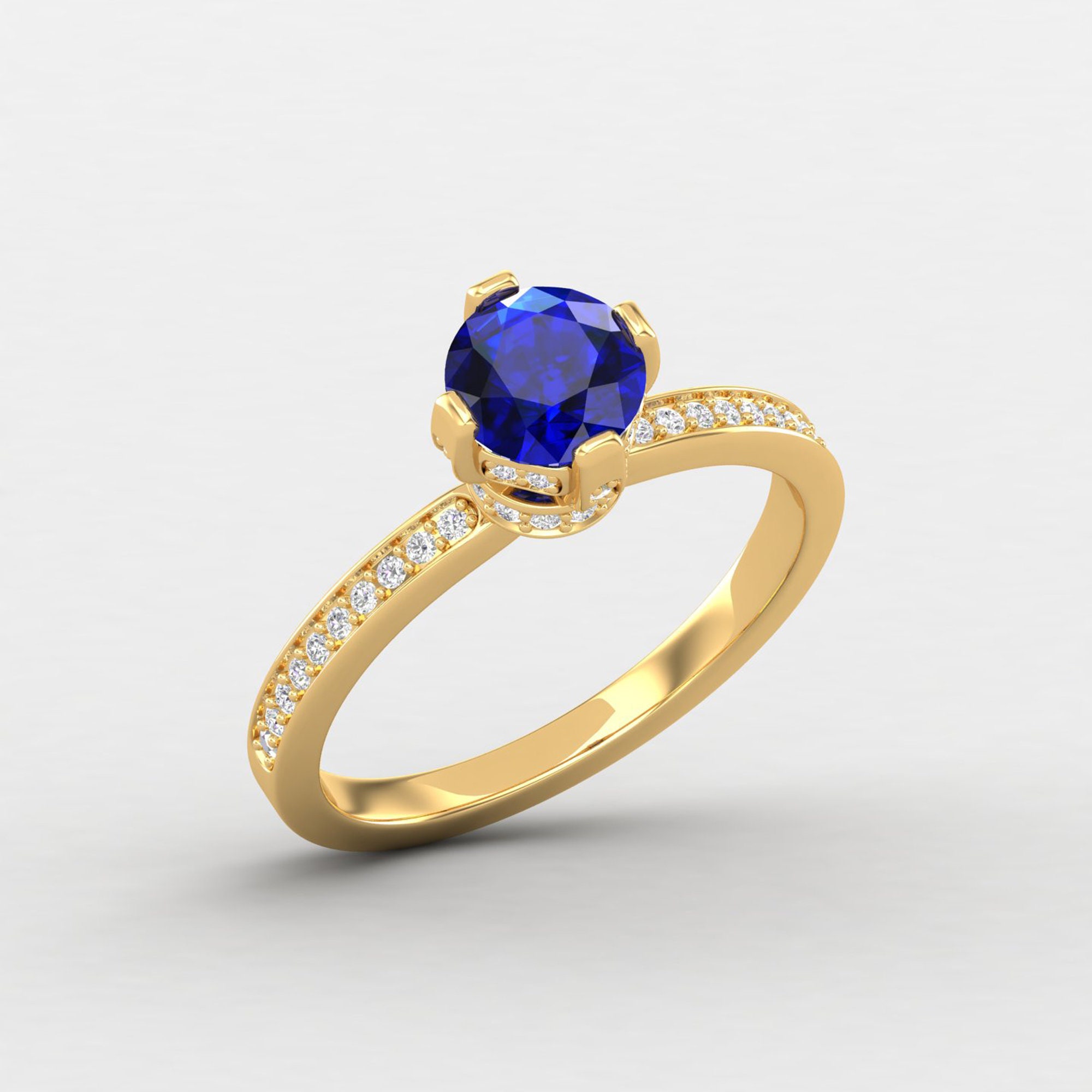 Art Deco Sapphire Wedding Ring, Dainty Solid Gold Edwardian Engagement Minimalist Promise Rings For Women