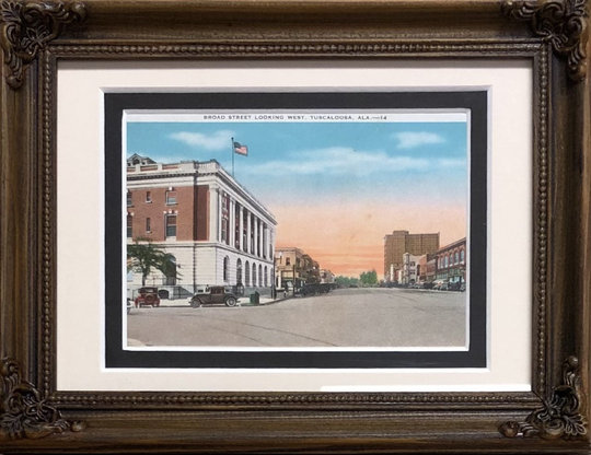 Alabama Crimson Tide "Broad Street Tuscaloosa" Framed Vintage Postcard
