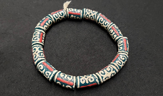 African Beads, Adinkra Glass Humilty & Strength, Beading Supplies, Full Strand
