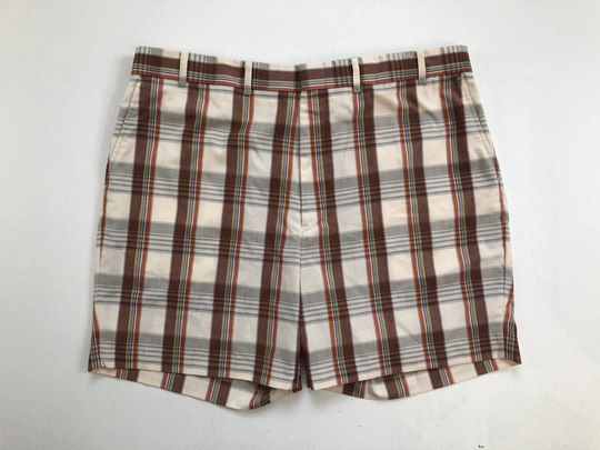 Vintage Mens Plaid Shorts | 70S Tartan Cotton Blend Size 38