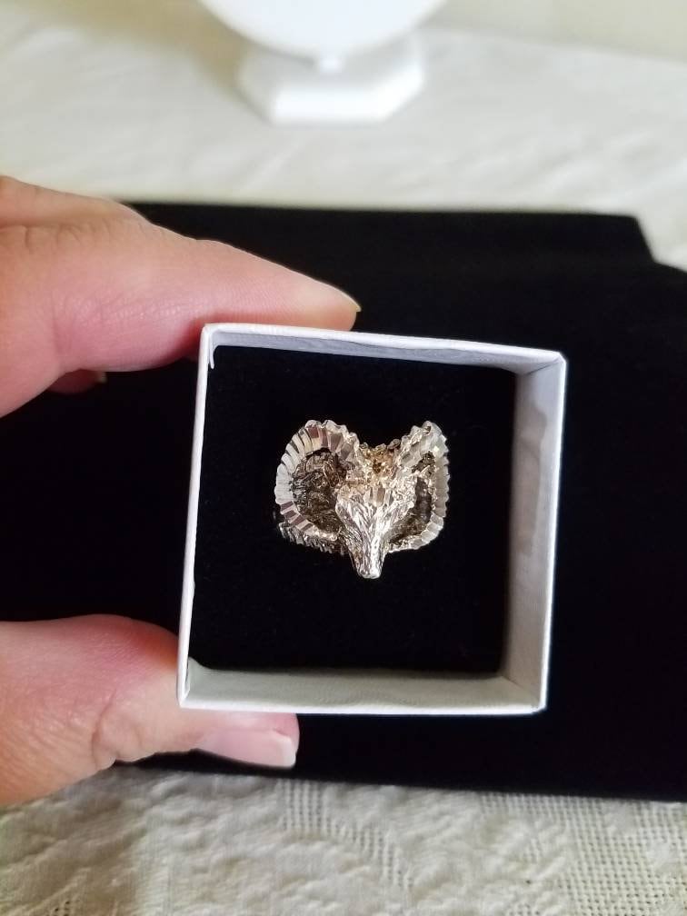 Sterling Ram Statement Ring, Unisex Ring