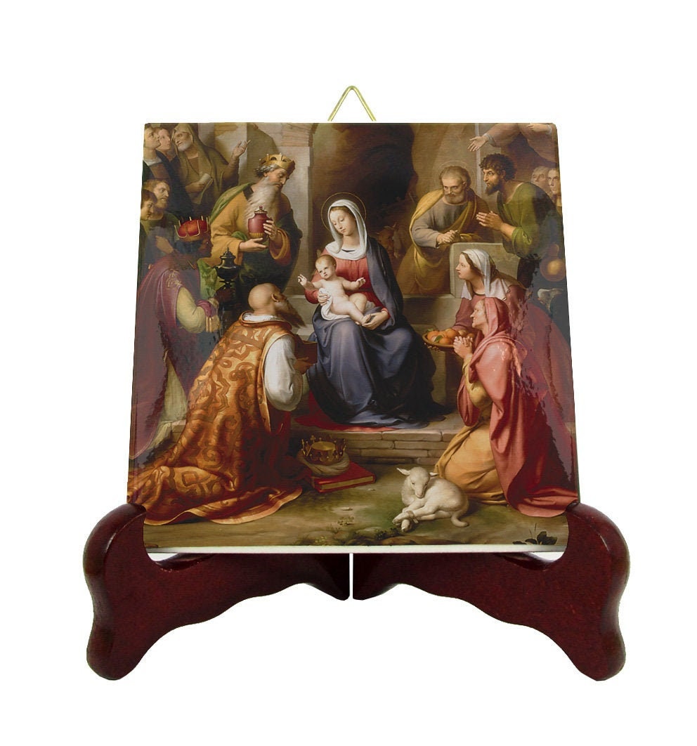Christmas Gifts - The Nativity Catholic Religious Art Christian Icon On Tile Catholic Holy