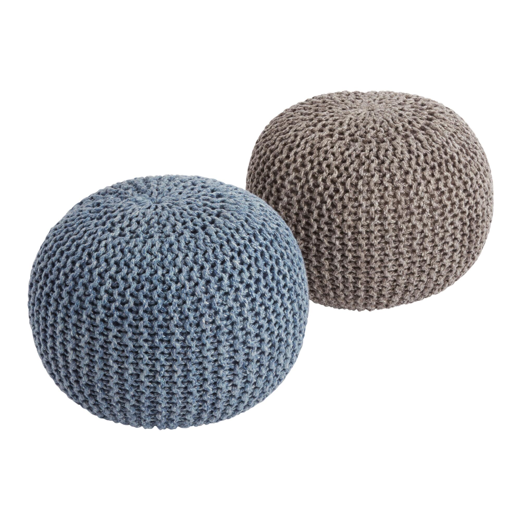 Round Knit Indoor Outdoor Patio Pouf by World Market