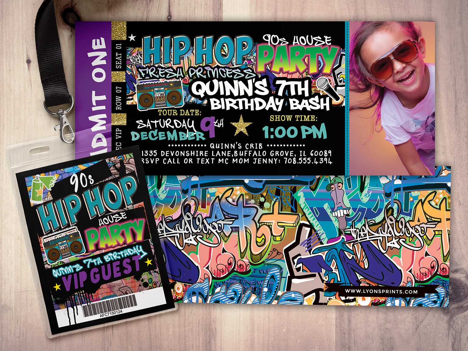 Fresh Prince, Birthday, Baby Shower, Hip Hop, Throwback Party, 90S, , Vip Invitation, Graffiti, Birthday, Dj, 90's Party