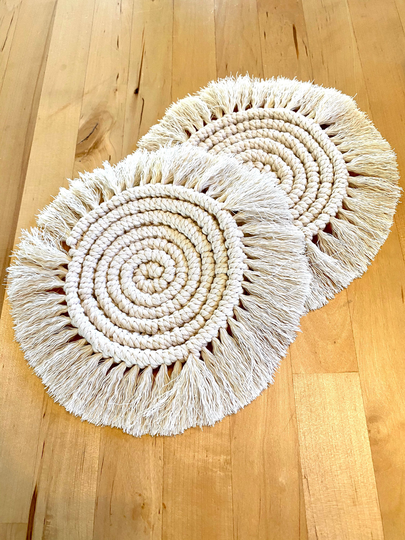 Macrame Trivet, Handmade Pot Coaster, Large Hot Pad, Plant Mat, Hostess Gift