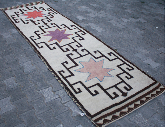 Turkish Vintage Runner, Handmade Rug, Overdyed Anatolian Hallway Rug; 11652 Herki Runner 3.3x11.8Ft 100x360cm