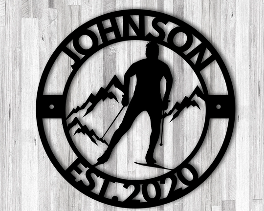Custom Snow Skier Name Sign, Personalized Skiing Family Gifts With Name, Ski Metal Sign