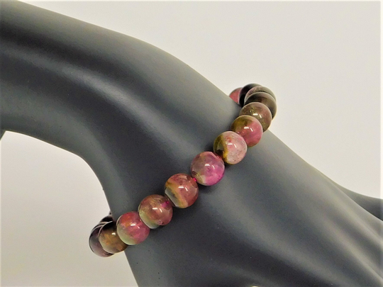High Quality Brazil Multi-Colored Tourmaline Bracelet Round 8mm Beads