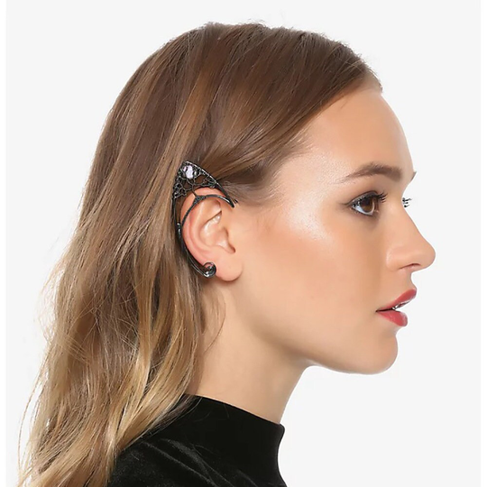Black Cat Ears With Stones Cuff, Ears, Ear Wraps, Left & Right Ear, No Piercing