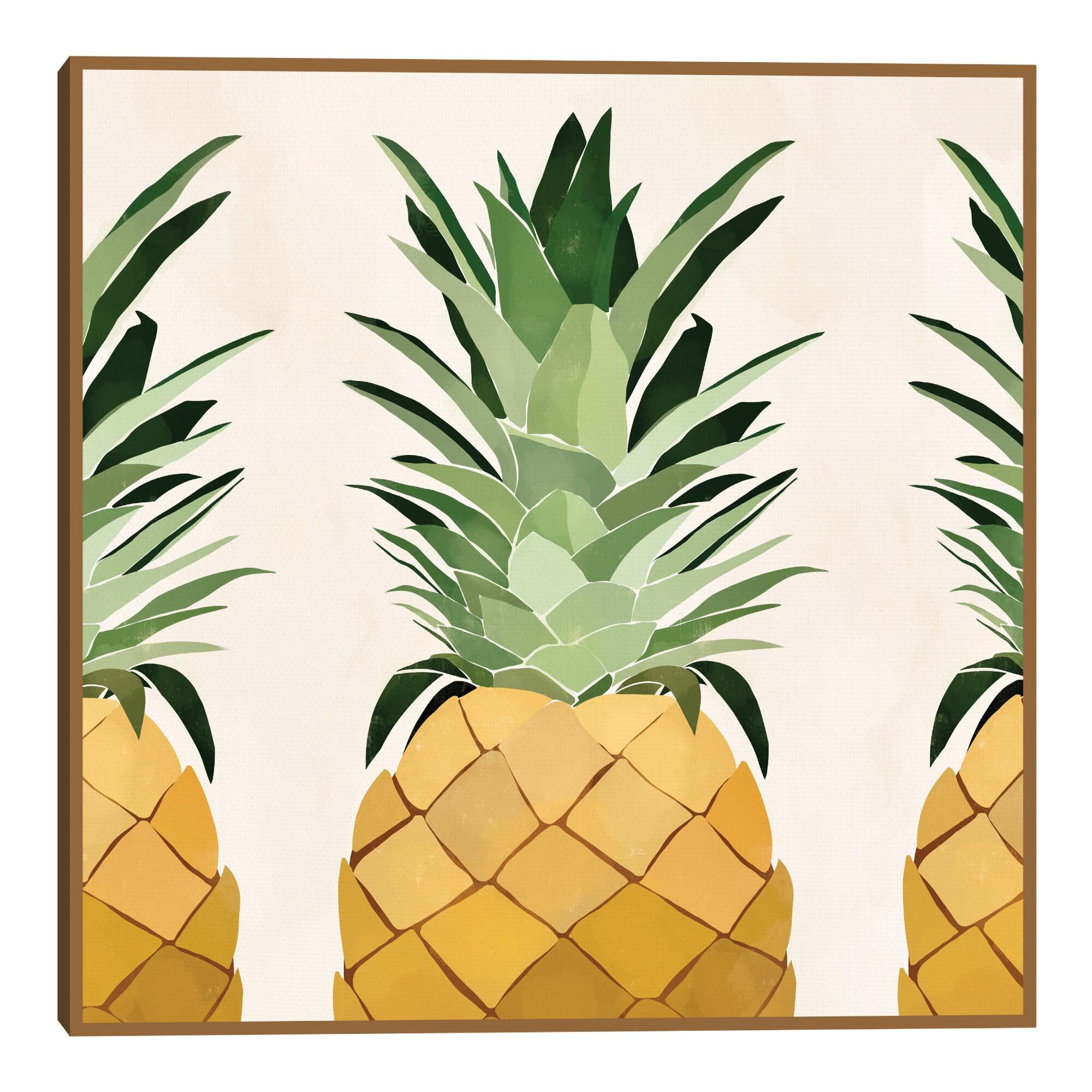3 Pineapples by Bria Nicole Framed Canvas Wall Art: Multi by World Market