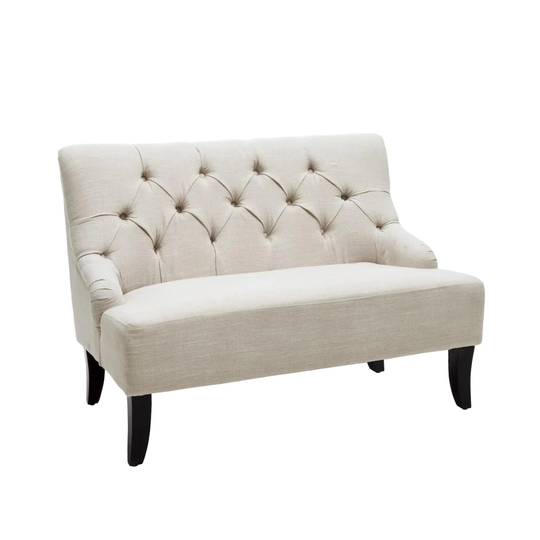 Best Selling Home Decor Nicole Midcentury Light Beige and Dark Brown Polyester/Blend Settee in Off-White | 295262