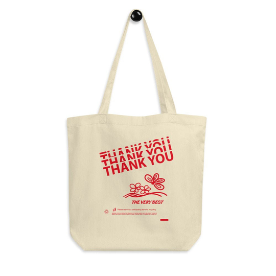 Thank You | The Very Best Butterfly & Flowers Classic Plastic Bag Graphic Organic Cotton Tote