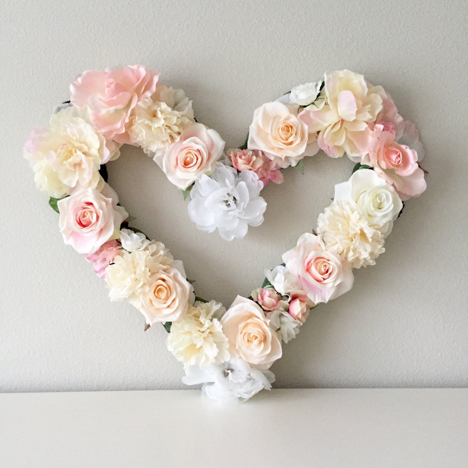 Kids Valentine's Day Kid's Gift, Heart Wreath, Flower Heart, Floral Wall Decor, Girl Room Wedding
