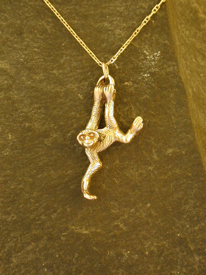 14K Gold Monkey Pendant On A Chain