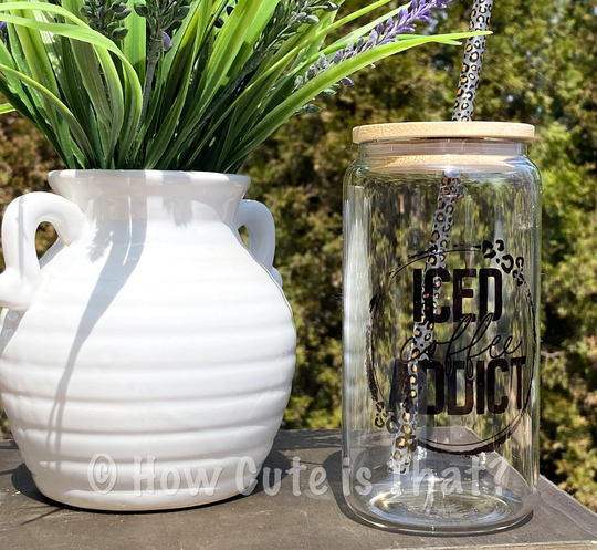Iced Coffee Addict Beer Can Glass Tumbler, Aesthetic Glass Tumbler