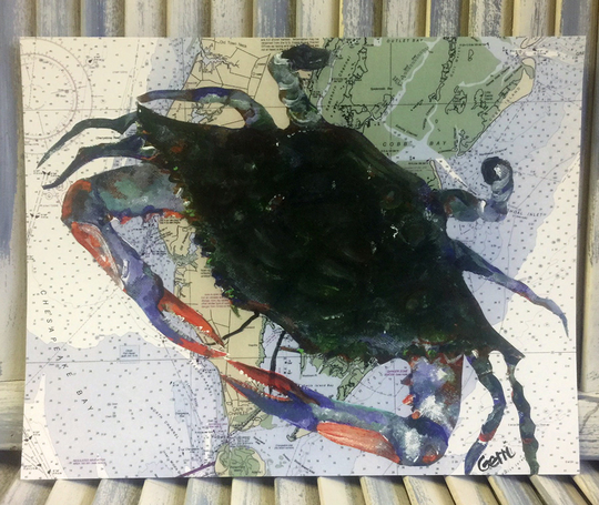 Maryland Gift; Print; Blue Crab Chesapeake Print; Art; Bay Artwork; 11 X 14"