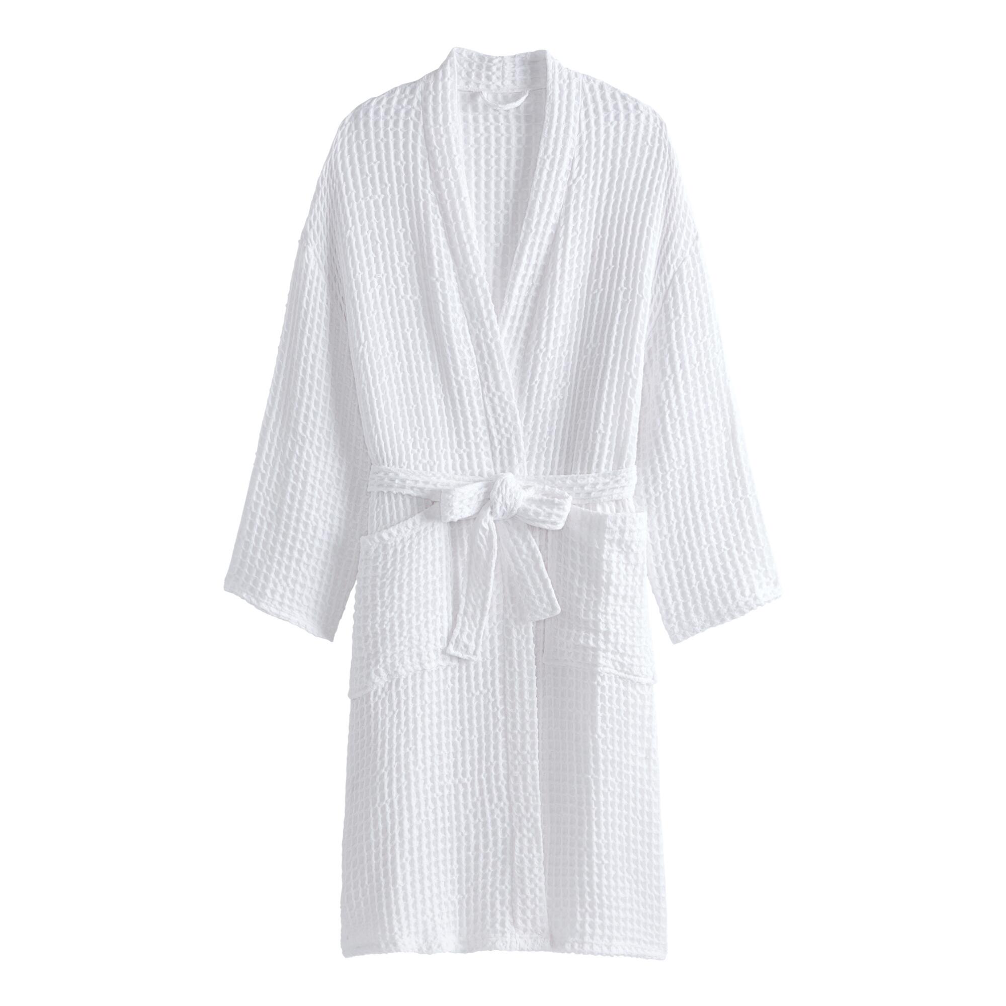 White Waffle Weave Cotton Robe by World Market