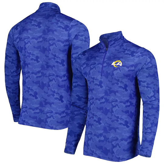 Men's Antigua Royal Los Angeles Rams Brigade Quarter-Zip Sweatshirt, Size: 2XL, Blue