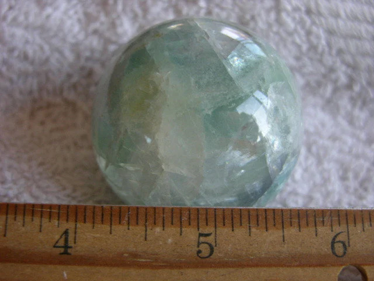 Fluorite Sphere 1-2 Inch Blue/Green With Acrylic Ring Stand Dh08