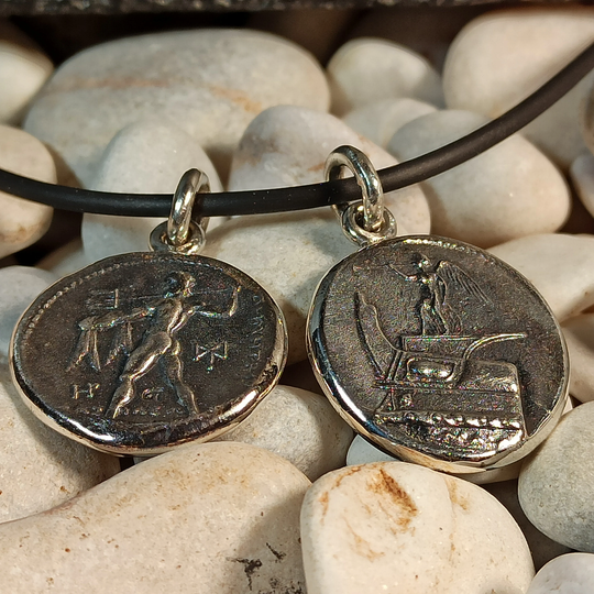 Ancient Greek Reproduction Coin Of Poseidon in Sterling Silver 925