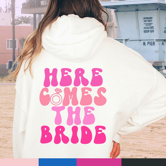 Here Comes The Bride Hoodie, Trendy Beach Sweatshirt, 3-23-23 Wedding Bachelorette Party Engagement Wedding Gift