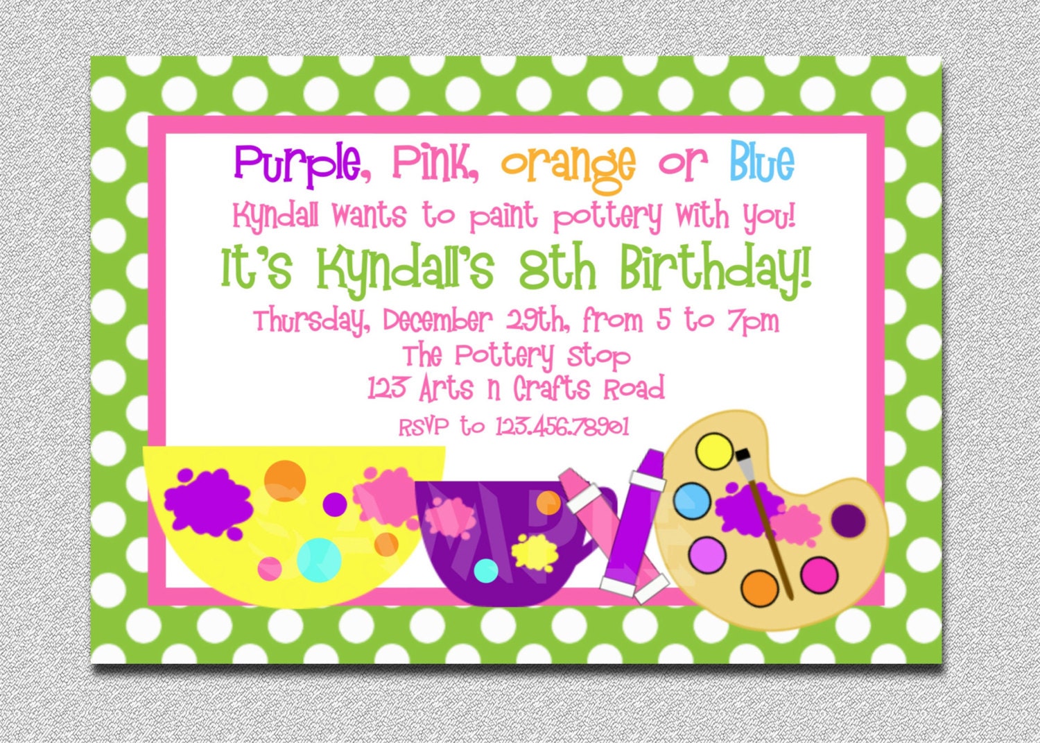 Arts & Crafts Birthday Party Invitation, Art Pottery Painting Invite