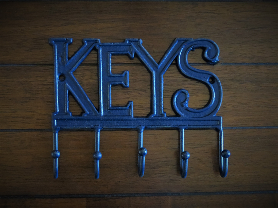 Keys Key Rack/Metal Entrance Wall Hook Cast Iron Hanger Navy Blue Or Pick Color Sign Housewarming Gift