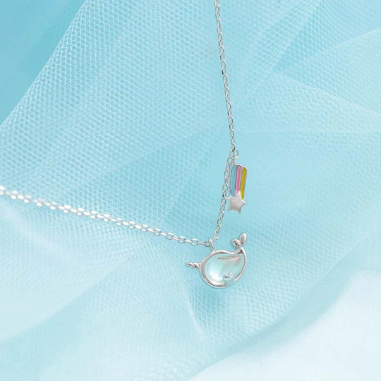 Moonstone Necklace, Silver Pendant, S925 Whale Dainty Cute Valentine's Day Gifts For Her